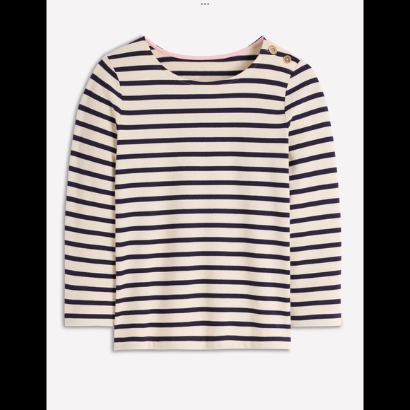 BODEN Current “Button Mariner Breton” Ivory & Navy Stripe Top Size 8 or Medium - Picture 9 of 11